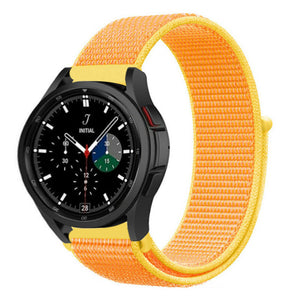 Nylon Strap, light yellow, on a watch, 3/4 front view