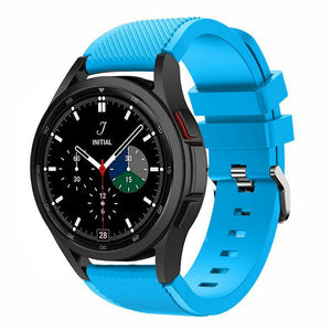 Twill Silicone Strap, light blue, on a watch, 3/4 front view