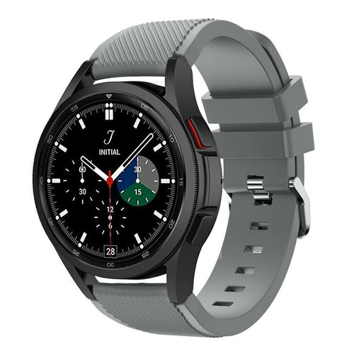 Twill Silicone Strap, grey, on a watch, 3/4 front view