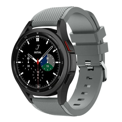 Twill Silicone Strap, grey, on a watch, 3/4 front view