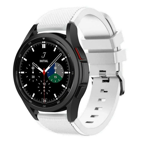 Twill Silicone Strap, white, on a watch, 3/4 front view