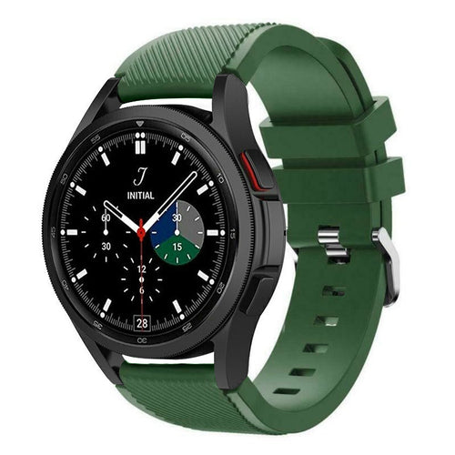 Twill Silicone Strap, army green, on a watch, 3/4 front view
