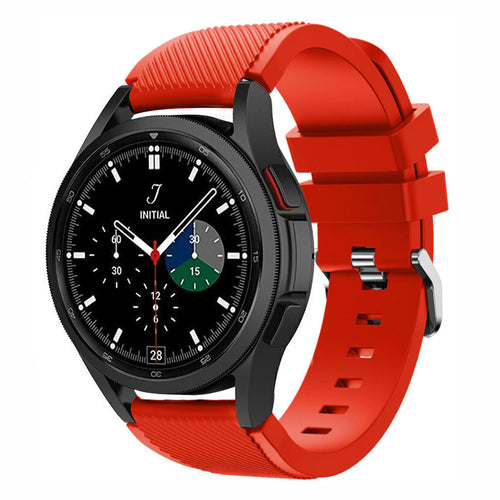 Twill Silicone Strap, red, on a watch, 3/4 front view