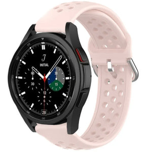 Breathable Silicone Strap, pink, on a watch, 3/4 front view