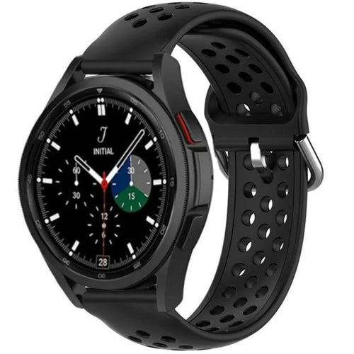 Breathable Silicone Strap, black, on a watch, 3/4 front view