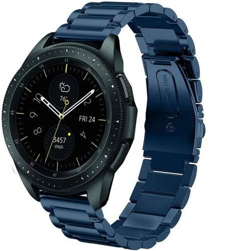 Steel Strap, blue, on a watch, 3/4 front view