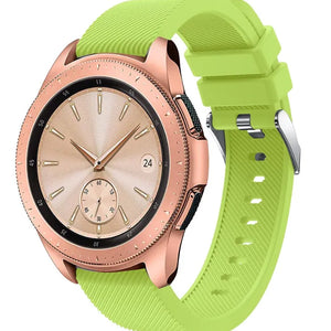 Twill Silicone Strap, light green, on a watch, 3/4 front view