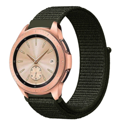 Nylon Strap, dark green, on a watch, 3/4 front view