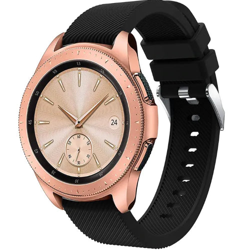 Twill Silicone Strap, black, on a watch, 3/4 front view
