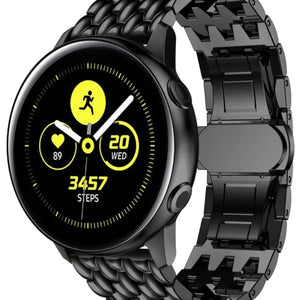 Steel Dragon Strap, black, on a watch, 3/4 front view