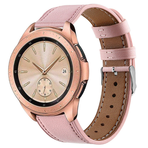 Modern Leather Strap, pink, on a watch, 3/4 front view