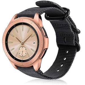 Nylon Buckle Strap, black, on a watch, 3/4 front view