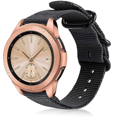 Nylon Buckle Strap, black, on a watch, 3/4 front view