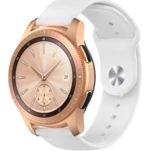Silicone Sport Strap, white, on a watch, 3/4 front view