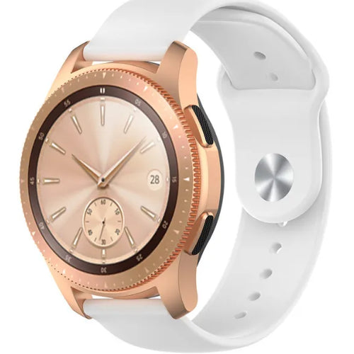 Silicone Sport Strap, white, on a watch, 3/4 front view