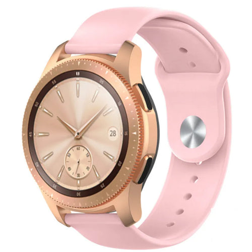 Silicone Sport Strap, pink, on a watch, 3/4 front view