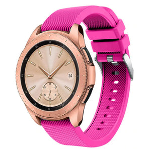 Twill Silicone Strap, bright pink, on a watch, 3/4 front view