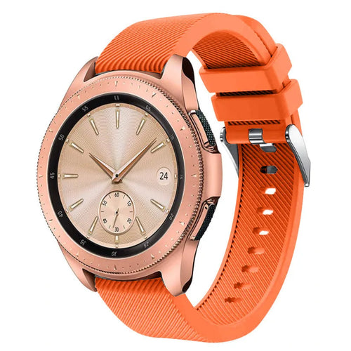 Twill Silicone Strap, orange, on a watch, 3/4 front view