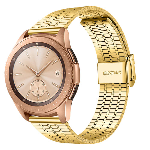 Fine Steel Strap, gold, on a watch, 3/4 front view