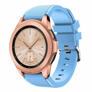 Twill Silicone Strap, sand blue, on a watch, 3/4 front view