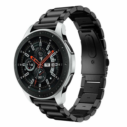 Steel Strap, black, on a watch, 3/4 front view
