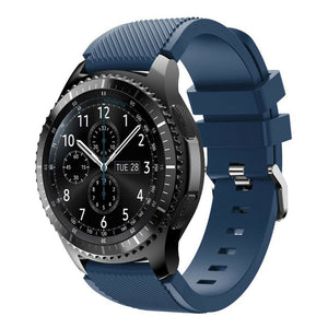 Twill Silicone Strap, dark blue, on a watch, 3/4 front view