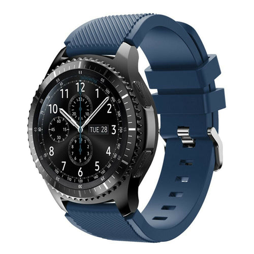 Twill Silicone Strap, dark blue, on a watch, 3/4 front view