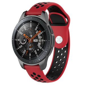 Silicone Sport Strap, red/black, on a watch, 3/4 front view