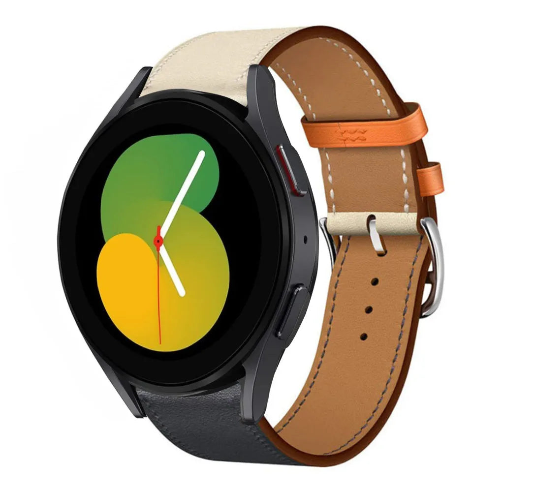 Leather Strap 'Duo', on a watch, 3/4 front view