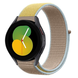 Nylon Strap, camel, on a watch, 3/4 front view