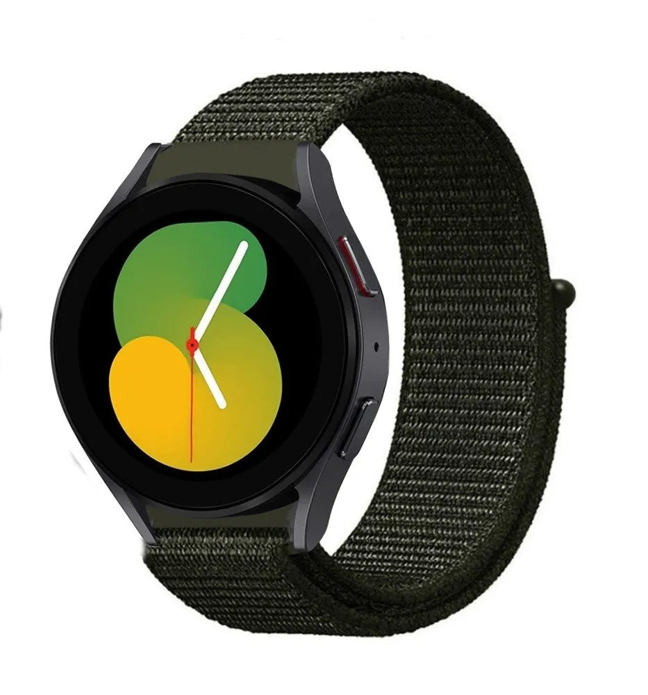 Nylon Strap, dark green, on a watch, 3/4 front view