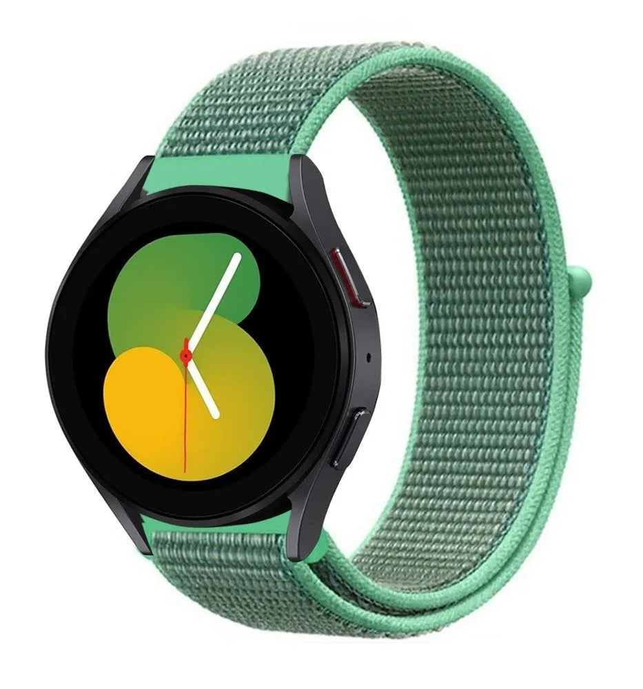 Nylon Strap, mint, on a watch, 3/4 front view