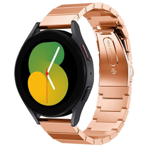 Premium Metal Strap, rose gold, on a watch, 3/4 front view
