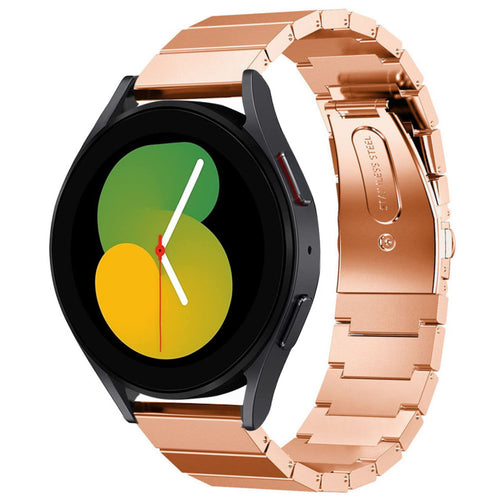 Premium Metal Strap, rose gold, on a watch, 3/4 front view
