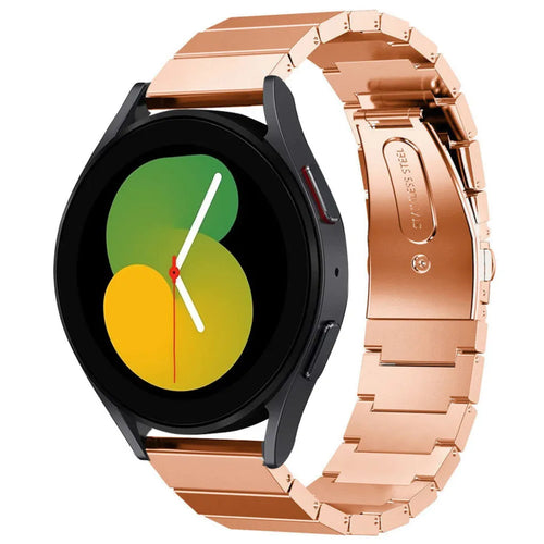 Premium Metal Strap, rose gold, on a watch, 3/4 front view