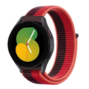 Nylon Strap, cherry magenta, on a watch, 3/4 front view