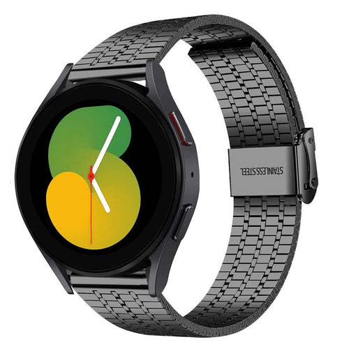 Fine Steel Strap, black, on a watch, 3/4 front view