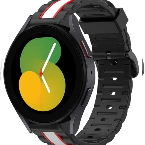 Silicone Special Edition Strap, black/white, on a watch, 3/4 front view