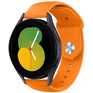Silicone Sport Strap, orange, on a watch, 3/4 front view