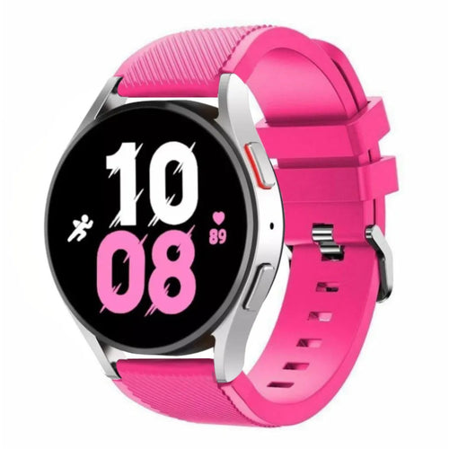 Twill Silicone Strap, bright pink, on a watch, 3/4 front view