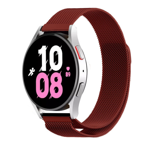 Milanese Strap, red, on a watch, 3/4 front view