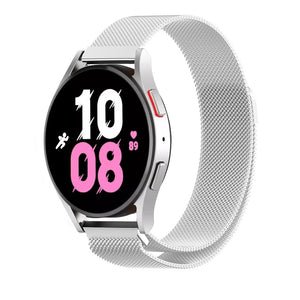 Milanese Strap, silver, on a watch, 3/4 front view
