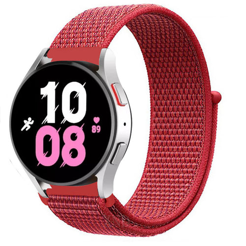 Nylon Strap, red, on a watch, 3/4 front view