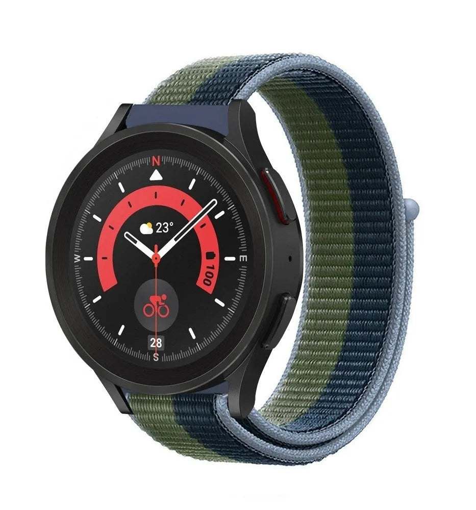Nylon Strap, moss green, on a watch, 3/4 front view