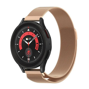 Milanese Strap, rose gold, on a watch, 3/4 front view