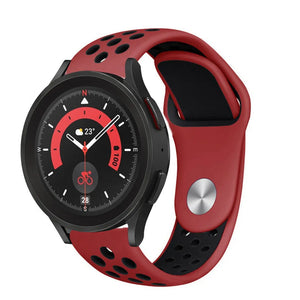 Silicone Sport Strap, red/black, on a watch, 3/4 front view