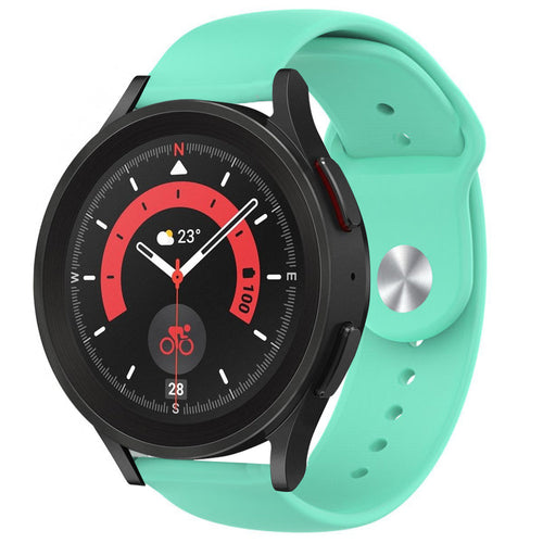 Silicone Sport Strap, aqua, on a watch, 3/4 front view