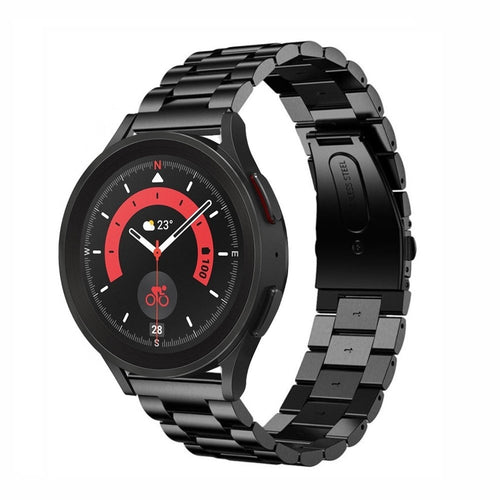 Steel Strap, black, on a watch, 3/4 front view