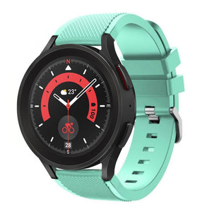 Twill Silicone Strap, aqua, on a watch, 3/4 front view