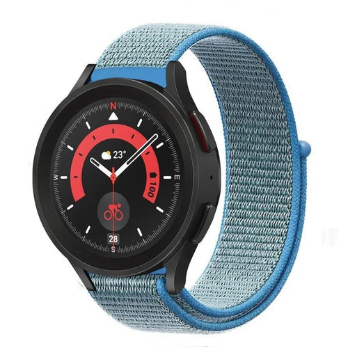 Nylon Strap, blue, on a watch, 3/4 front view